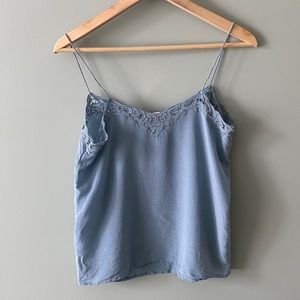 Sezane light blue paloma silk camisole. Size 40.